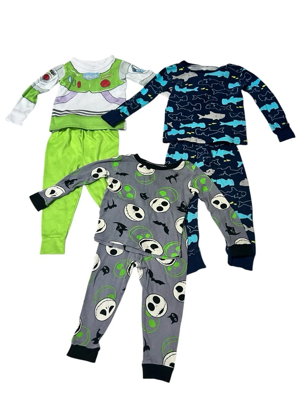 Toddler Pajama Set Bundle 2T- Green, Navy, Gray, Red